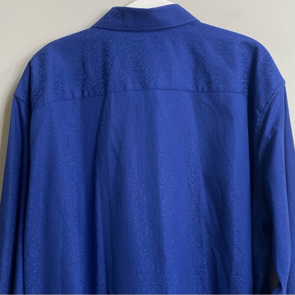 Men's Robert Graham Blue Paisley Jacquard Button Down Flip Cuff Shirt Size XL - Picture 12 of 16